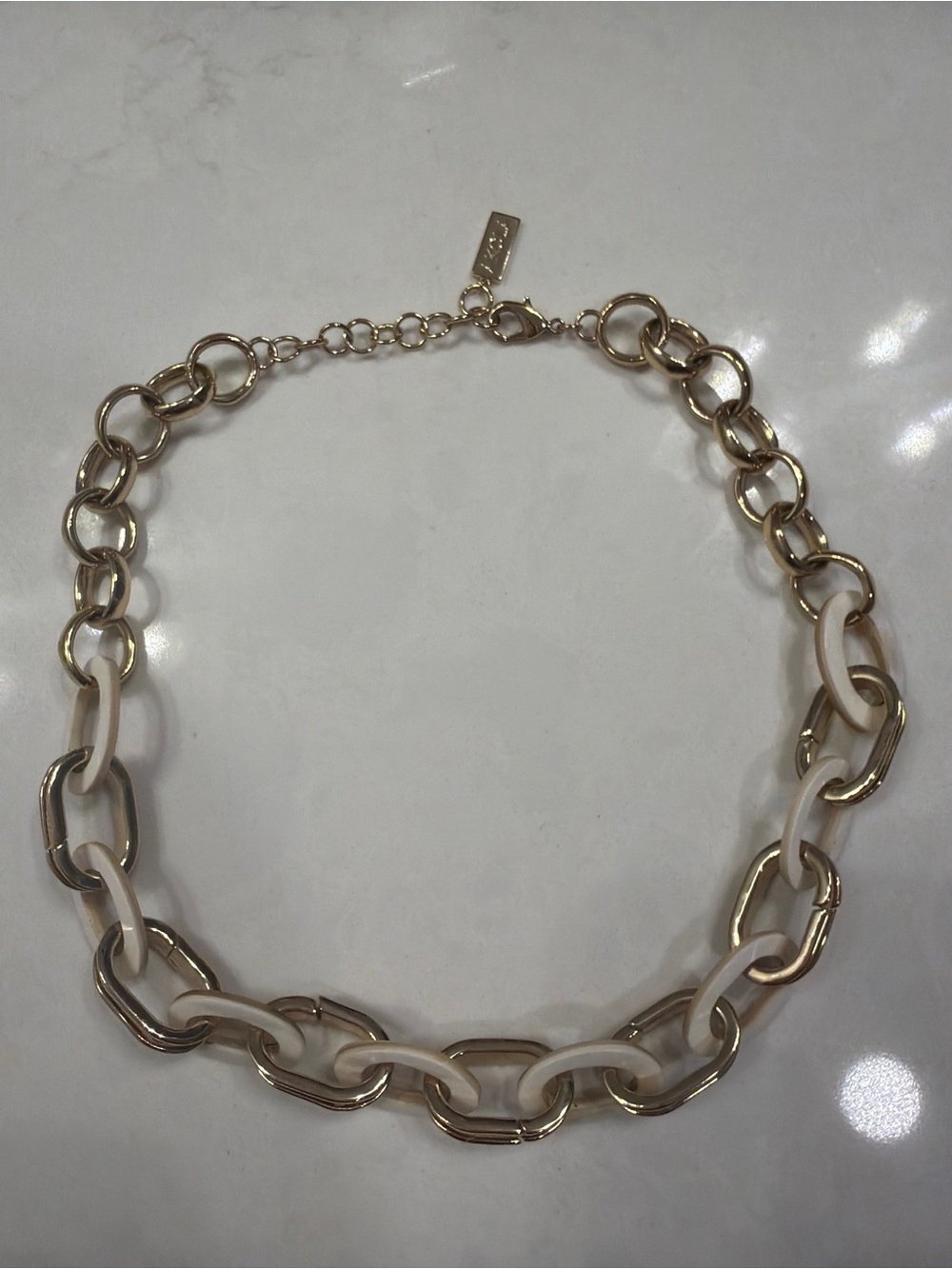 Gold and Cream Link Necklace - Women Jewelry